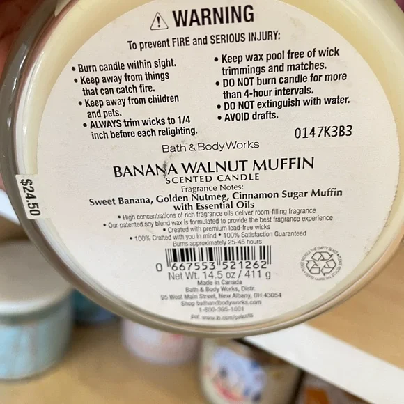 Bath & Body Works Banana Walnut Muffin Candle with Blue Label - Picture 3 of 3